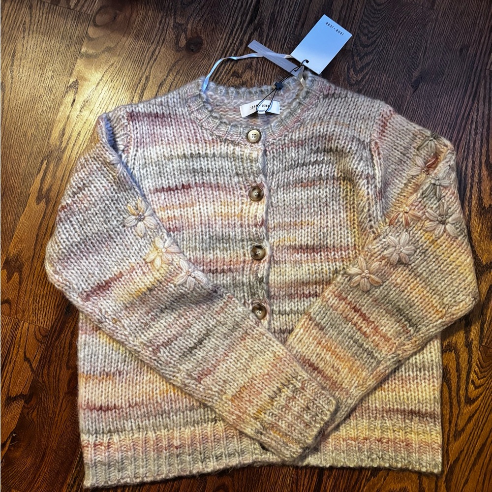 John + Jenn Pastel Pink Multicolor Button-Front Knit Cardigan - Picture 2 of 7